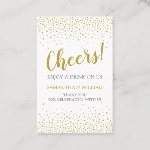 Gold Confetti Wedding Drink Ticket   Custom Colour