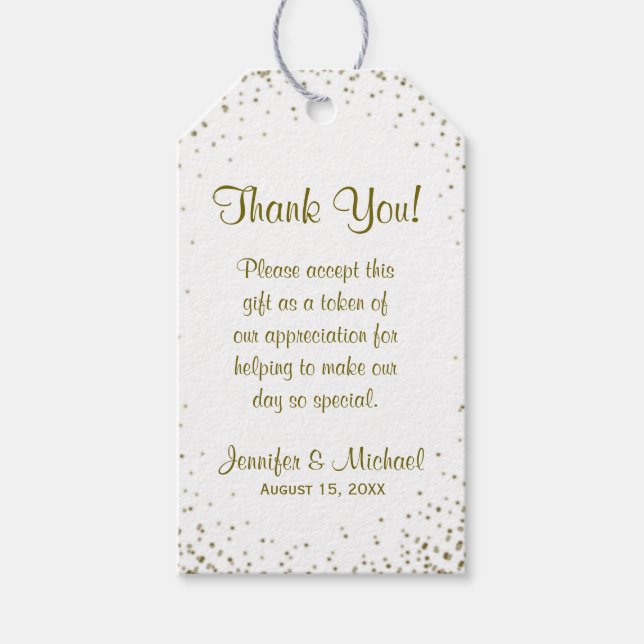 Gold Confetti Wedding Favour Tag (Front)