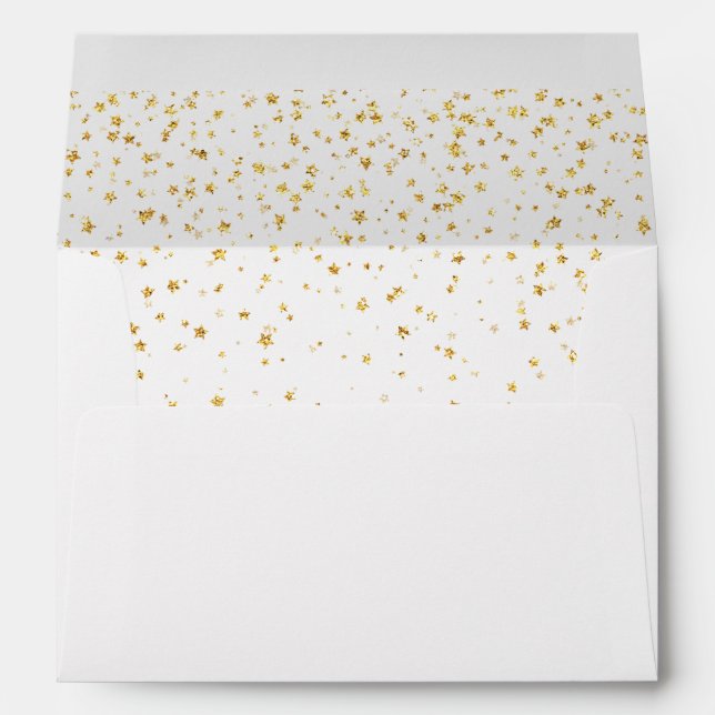 Gold Confetti Wedding Invitation Envelope (Back (Bottom))
