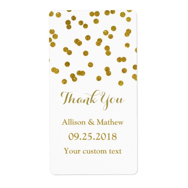 Gold Confetti Wedding Labels (Front)