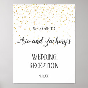 Gold Confetti Wedding Reception Welcome Sign