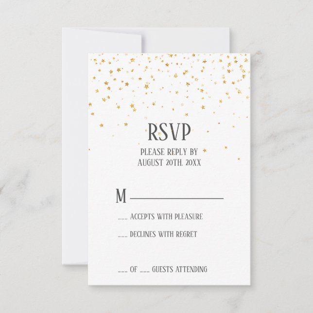 Gold Confetti Wedding RSVP Card (Front)