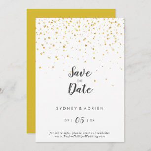 Gold Confetti Wedding Save The Date
