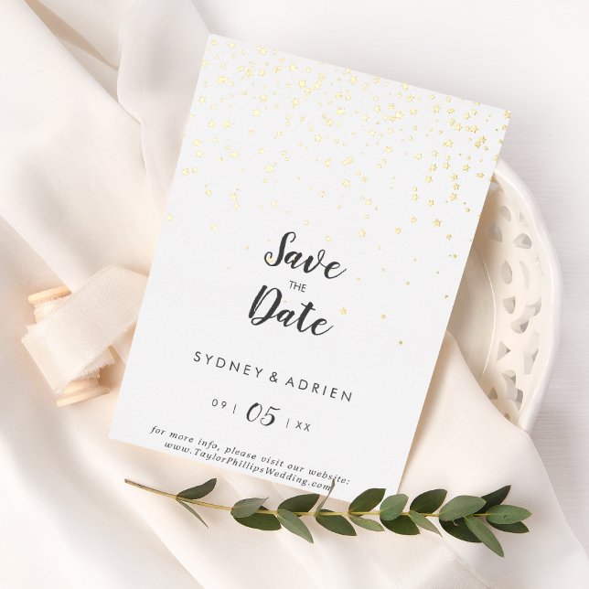 Gold Confetti Wedding Save The Date Gold (Creator Uploaded)