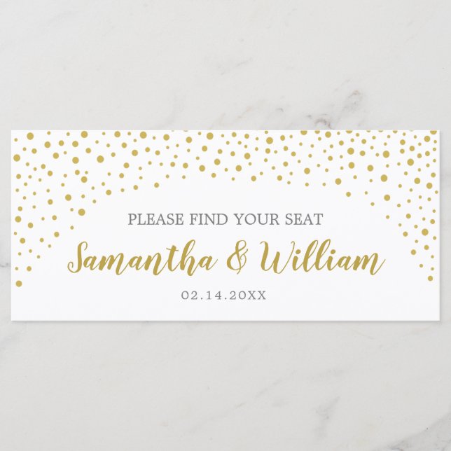 Gold Confetti Wedding Seating Chart | Custom Colou Programme (Front)