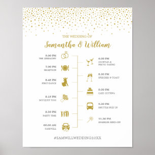 Gold Confetti Wedding Timeline Sign