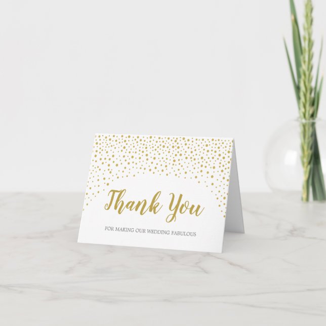 Gold Confetti Wedding Vendor Thank You Card (Front)