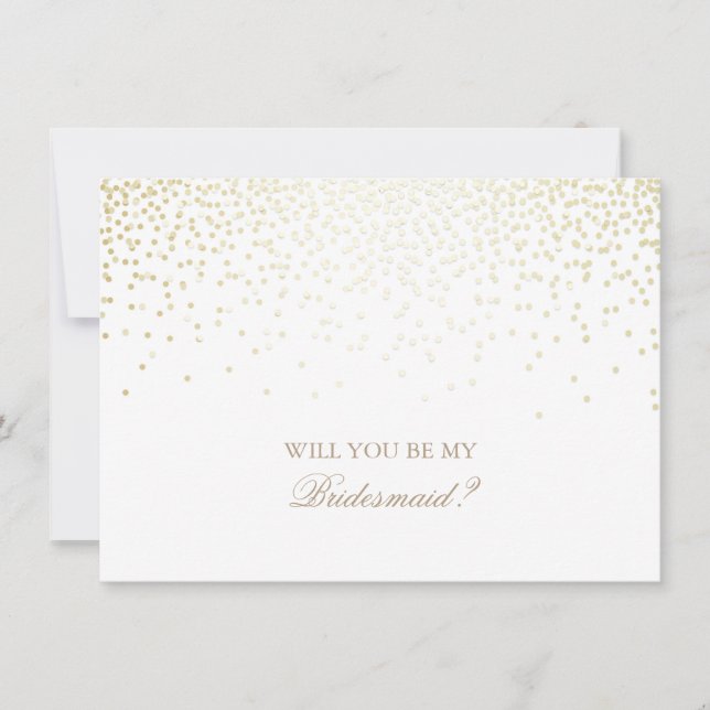 Gold Confetti White Wedding Bridesmaid Invitation (Front)
