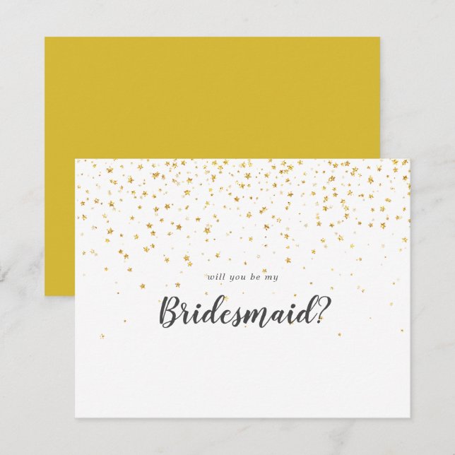 Gold Confetti Will You Be My Bridesmaid Note Card (Front/Back)