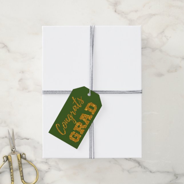 Gold Congrats Grad Glitter Gift Tags (With Twine)