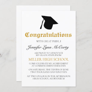 Gold Congrats Graduation Invitation