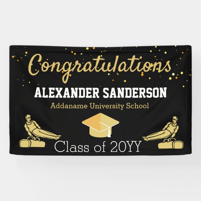 Gold Congratulation Gymnast Graduation Banner (Horizontal)