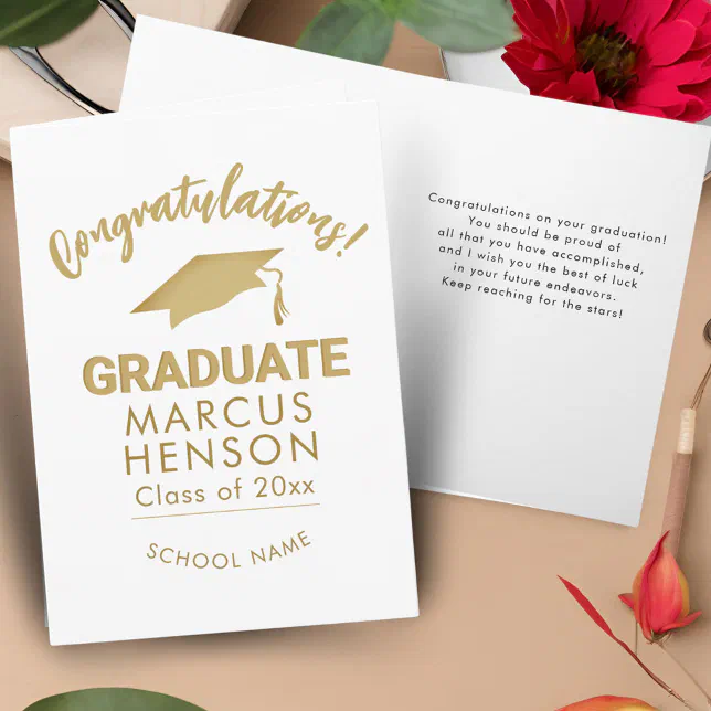 Gold Congratulations Graduate Graduation Cap Card | Zazzle