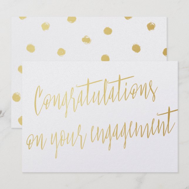 Gold "Congratulations on your engagement" Invitation (Front/Back)