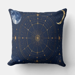 Gold Constellation Astrology Throw Cushion
