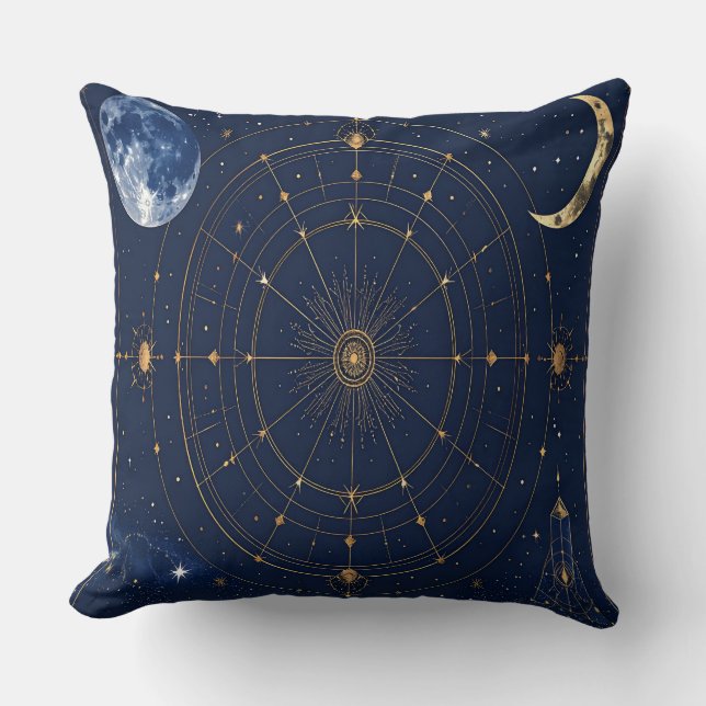 Gold Constellation Astrology Throw Cushion (Front)