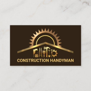 Gold Construction Handyman Tools Renovation Business Card