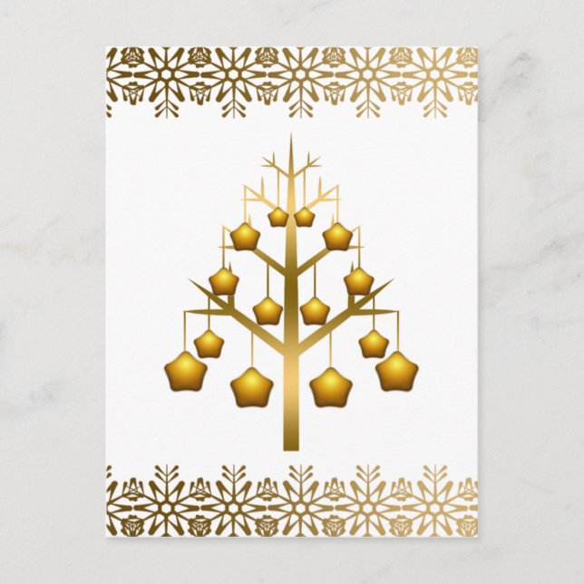 Gold Contemporary Christmas Holiday Postcard (Front)