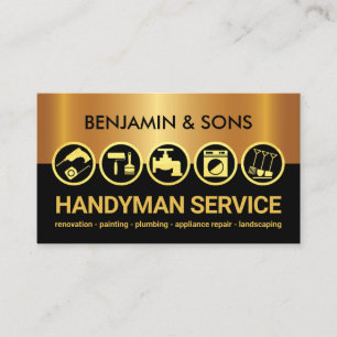 Gold Contractor Tools Building Layers Business Card