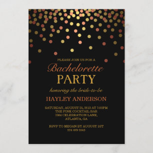Gold & Copper Confetti Bachelorette Invitation