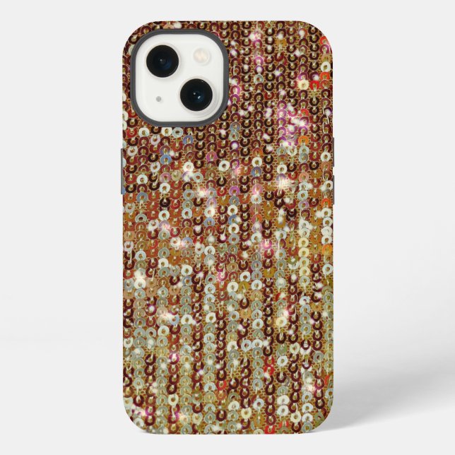 Gold copper sparkle sequin pattern    iPhone case (Back)