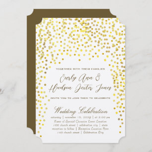 Gold Copper Vintage Typography Wedding Invitation