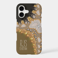 Gold Coral Lace Fractals Monogram