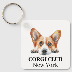 Gold Corgi Custom Club Theme keychain