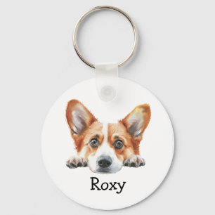 Gold Corgi Personalised Theme Key Ring