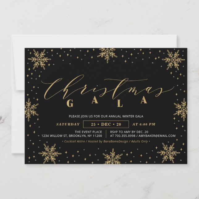 Gold Corporate Christmas Gala, Holiday Party Invitation (Front)