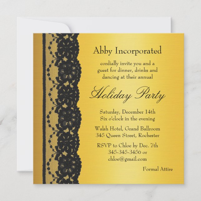 Gold Corporate Holiday Party Invitation (Front)
