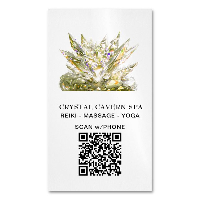 *~* Gold Cosmic Sparkling Magical QR Crystal Magnetic Business Card (Front Vertical)