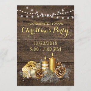 Gold Country Rustic Christmas Party Invitation