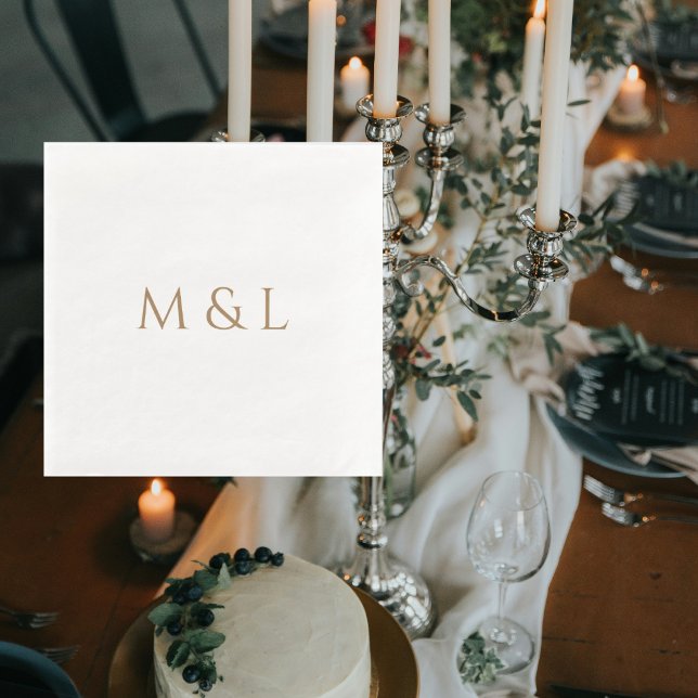 Gold Couple Initials Wedding  Napkin (Creator Uploaded)