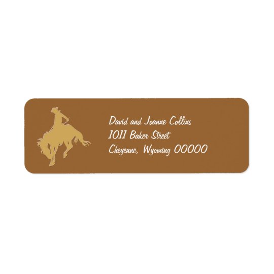 Gold Cowboy Bucking Horse Return Address Label