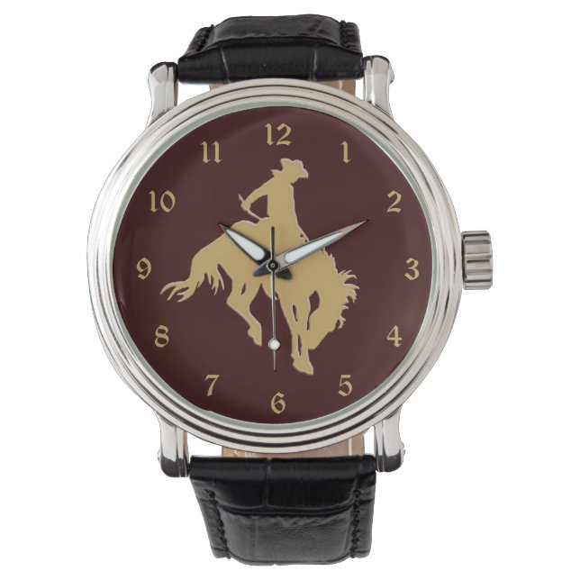 Gold Cowboy Bucking Horse Watch (Front)