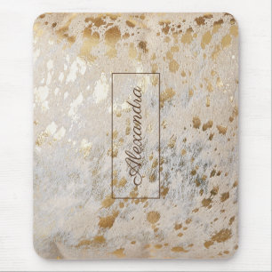 Gold Cowhide Personalised Print Metallic Mouse Pad