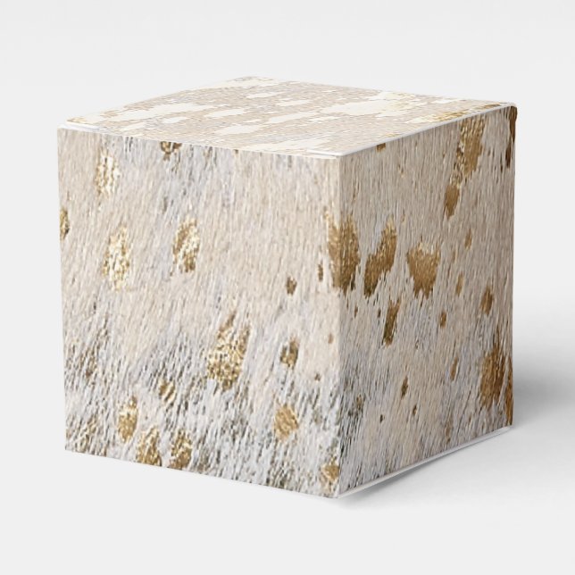 Gold Cowhide Print Metallic Favour Box (Front Side)