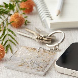Gold Cowhide Print Metallic Key Ring