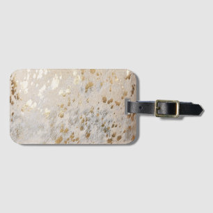 Gold Cowhide Print Metallic Luggage Tag
