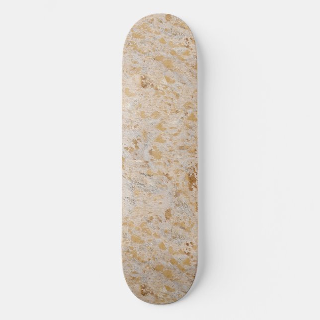 Gold Cowhide Print Metallic Minimal Western Skateboard (Front)