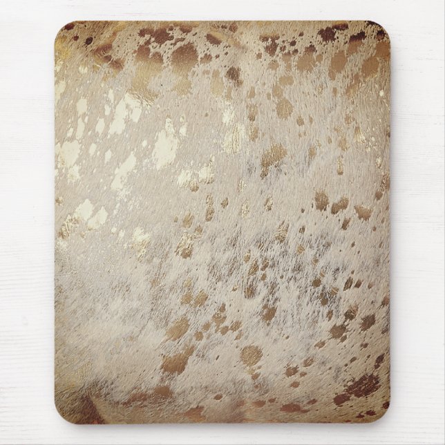 Gold Cowhide Print Metallic Mouse Pad (Front)