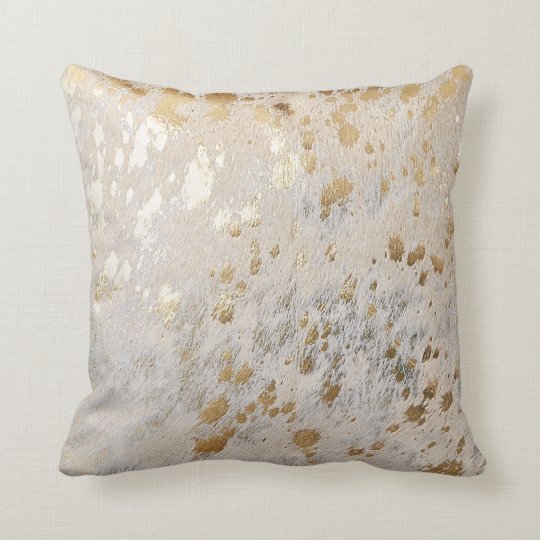 metallic cowhide pillow