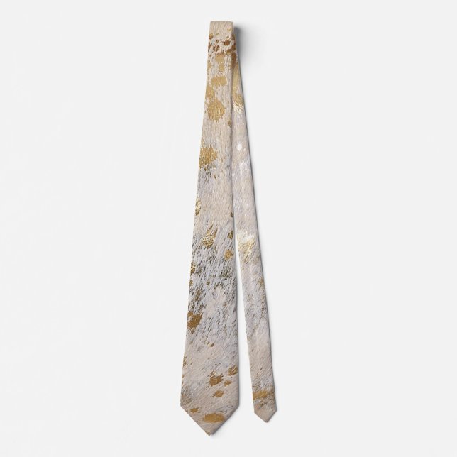 Gold Cowhide Print Metallic   Tie (Front)
