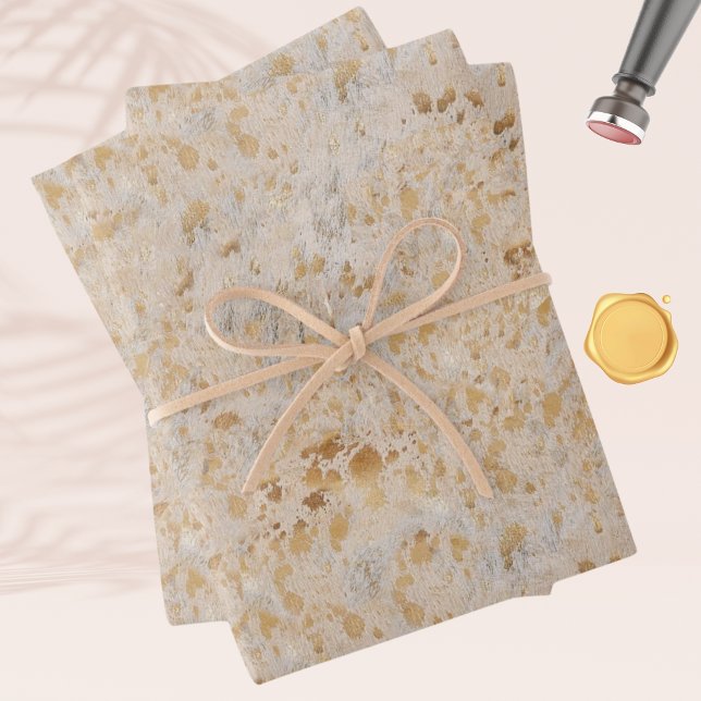Gold Cowhide Print Metallic Wrapping Paper Sheet (Gold Cowhide Print Metallic Wrapping Paper Sheet
)