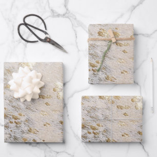 Gold Cowhide Shiny Metallic Christmas Gift Wrapping Paper Sheet