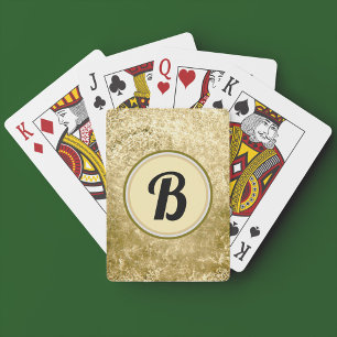 Gold Crackle Monogram  Playing Cards