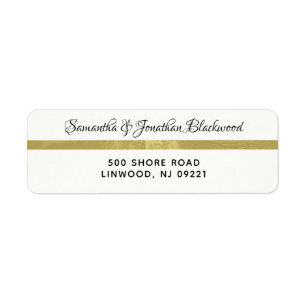 Gold & Cream Address Label Calligraphy Script