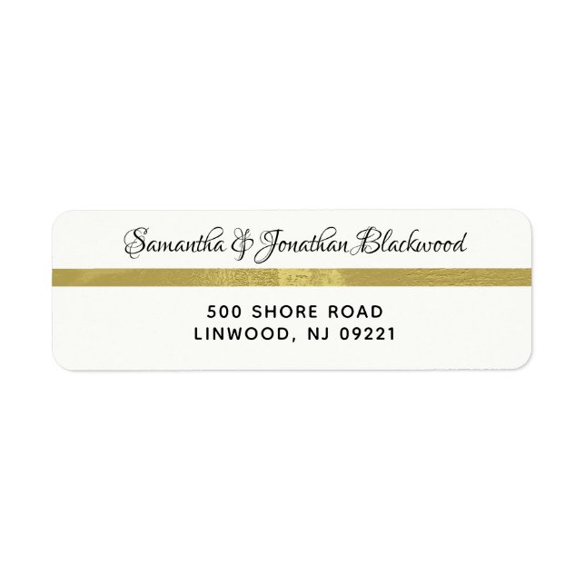 Gold & Cream Address Label Calligraphy Script (Front)
