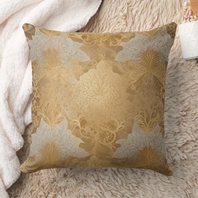 Gold & cream AI art  Cushion (Blanket)